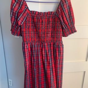 Draper James smocked plaid dress size S